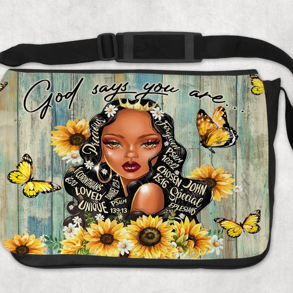 Women's Custom Sunflower Butterfly Inspirational Design Crossbody Shoulder Bag